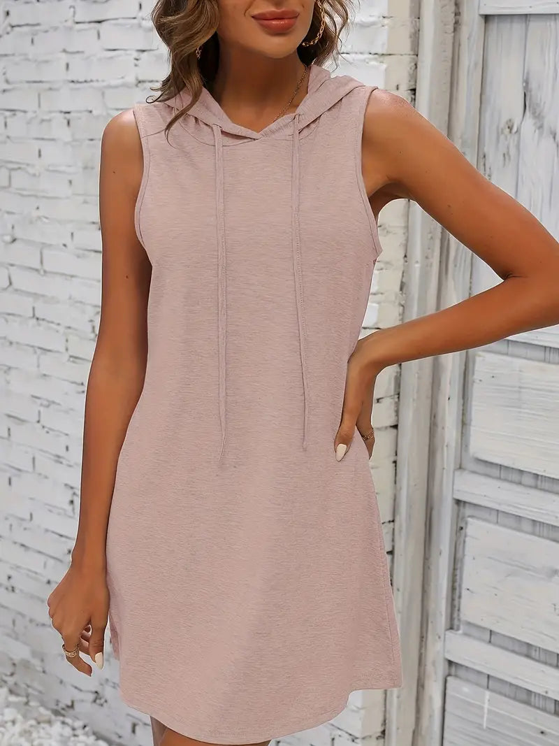 Sfrcord® Ärmelloses Kleid mit Kapuze und Kordelzug