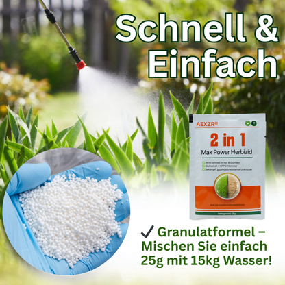 AEXZR® 2 in 1 Max Power Herbizid⚡ Das Zweifach-Wirkstoff-Kraftpaket: Beseitigt Unkraut in 6 Stunden, besiegt Glyphosat-Resistenz endgültig.