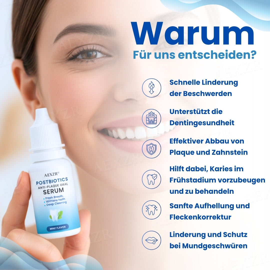 AEXZR® Postbiotisches Anti-Plaque Mundserum✨ Wissenschaft, die Ihrem Lächeln neues Leben einhaucht ✨