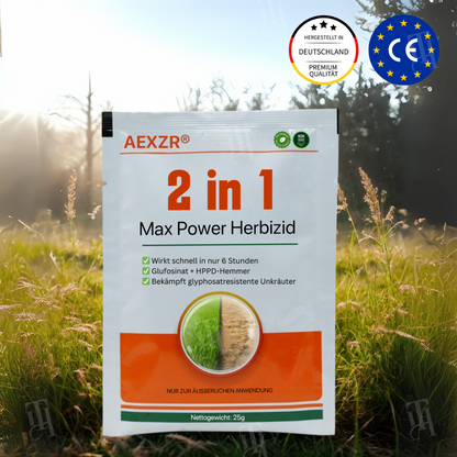 AEXZR® 2 in 1 Max Power Herbizid⚡ Das Zweifach-Wirkstoff-Kraftpaket: Beseitigt Unkraut in 6 Stunden, besiegt Glyphosat-Resistenz endgültig.